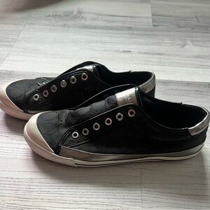Coach black Felix signature canvas lined slip on